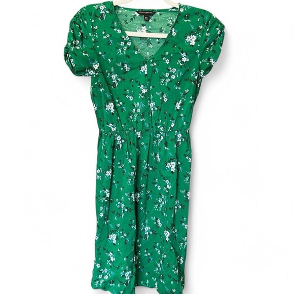 Banana Republic Kelly Green Floral Fit-and-Flare Dress -XS 💚 - Picture 2 of 8